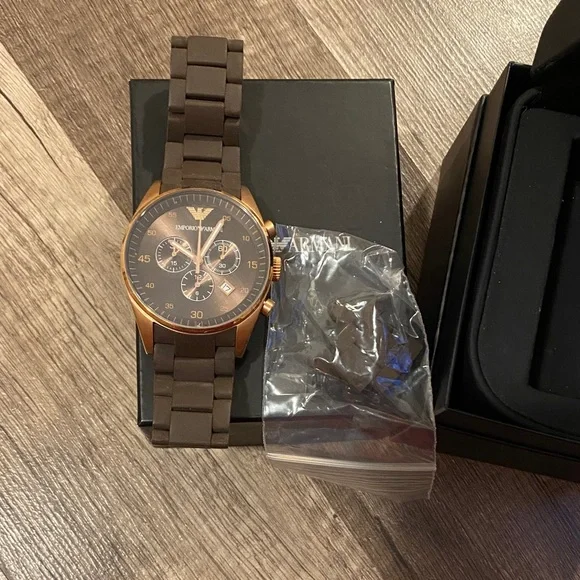Emporio Armani Men's Elegant brown and rose Gold Chronograph Watch